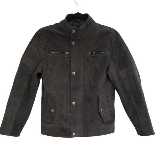 Urban Republic Gray Charcoal 100% Genuine Leather Moto Jacket Size Medium - Picture 1 of 15